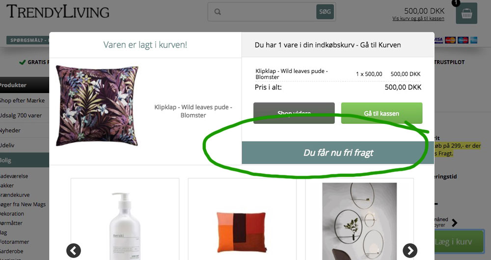 Trendyliving Screenshot fra trendyliving.dk