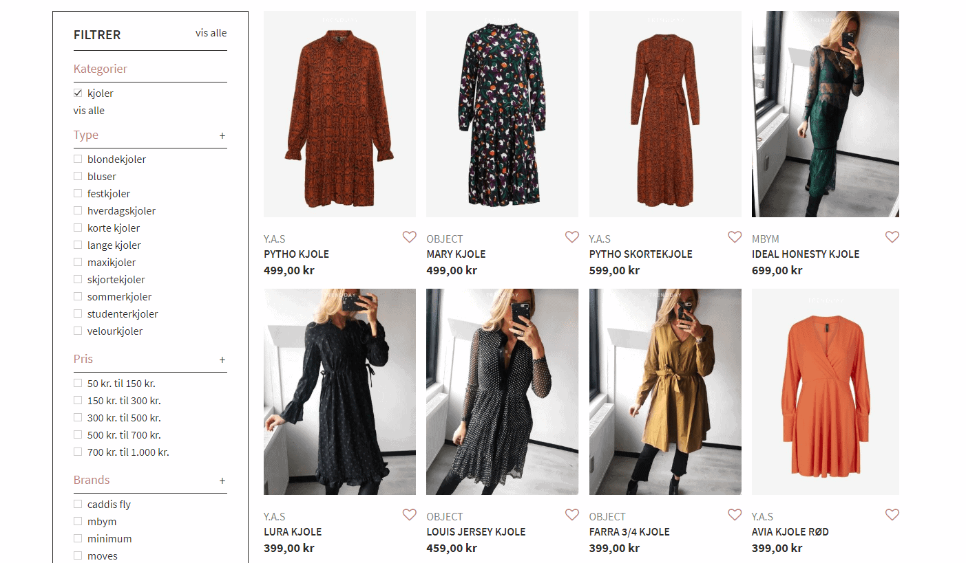 Trendday screenshot af filtrerings muligheder
