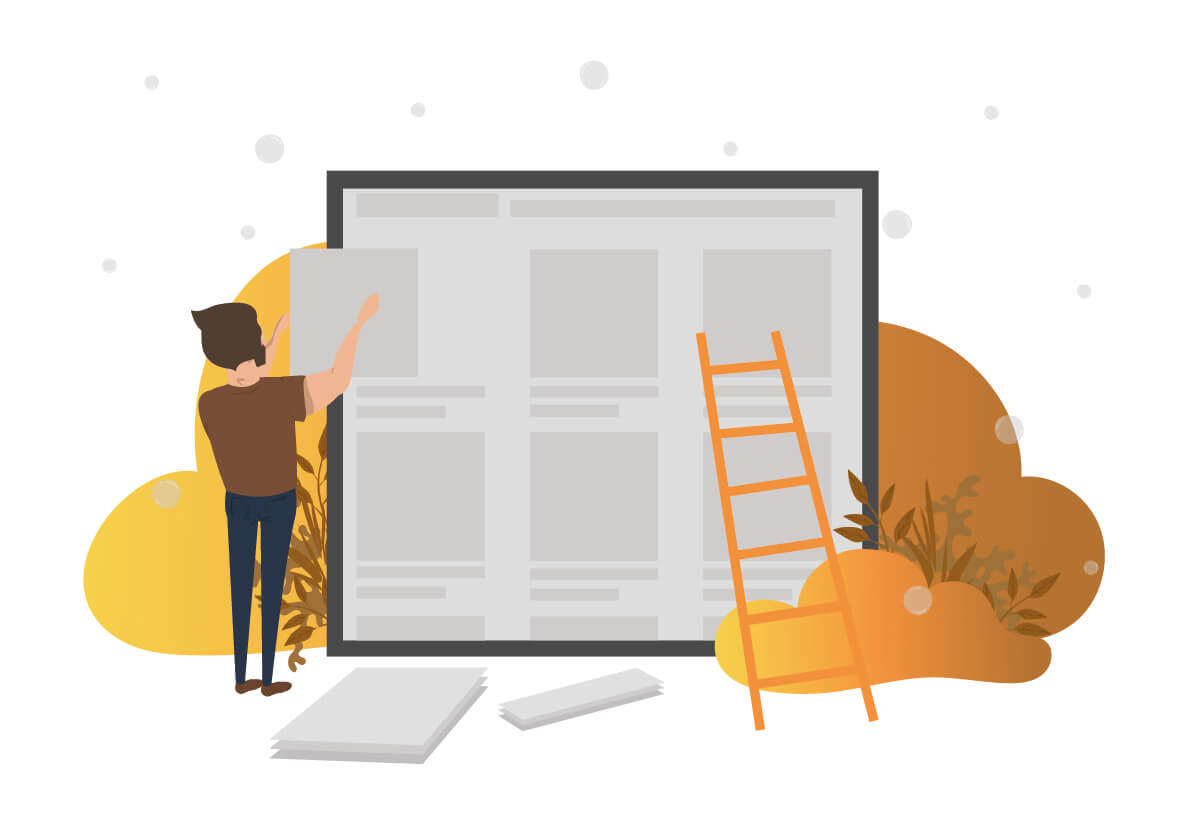 Morgan står med en stige og opsætter sit website