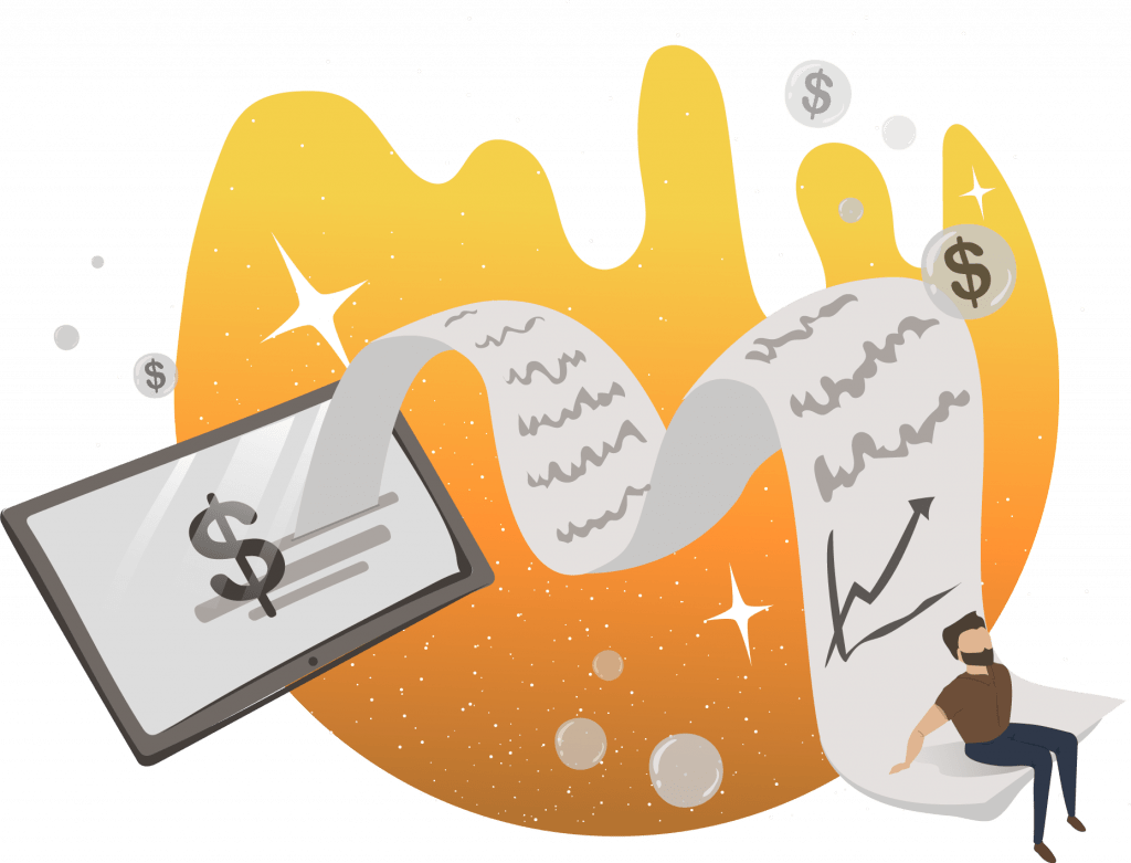 Morgan sidder på en lang regning