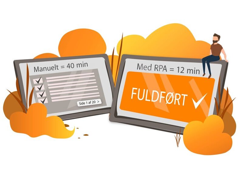 Morgan sidder og kigger på hvor meget tid han har sparet efter at have implementeret RPA på sit website