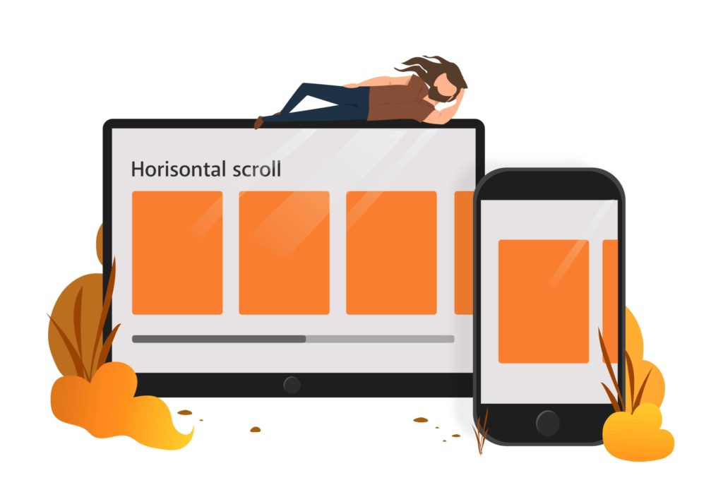 Morgan ligger på en tablet, hvor han viser horisontalt scroll