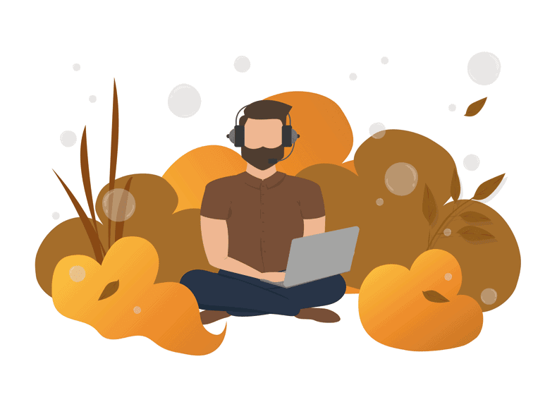 Morgan med headset og computer