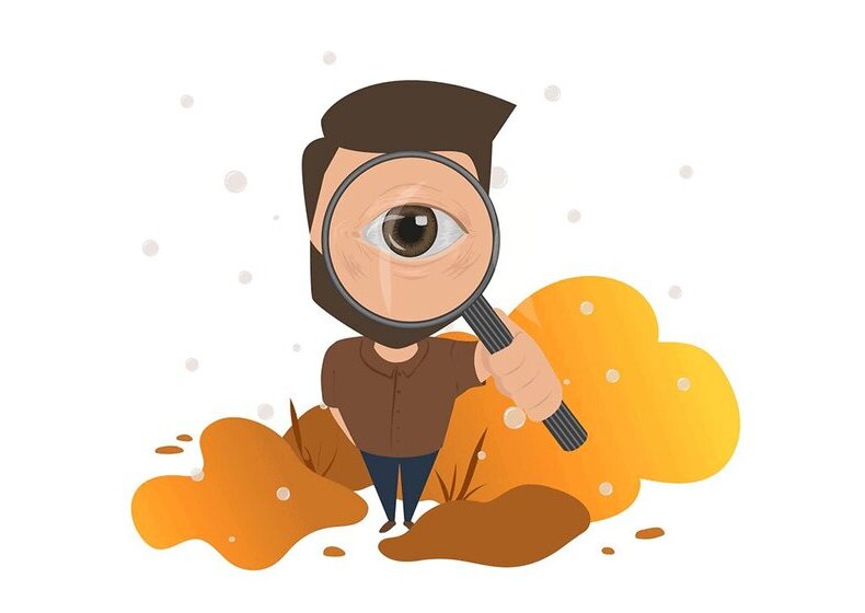 Morgan står med et forstørrelsesglas og prøver at finde ud af hvad B2B er